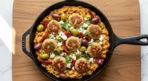 Easy One-Pan Mediterranean Chicken Meatballs Easy One-Pan Mediterranean Chicken Meatballs
