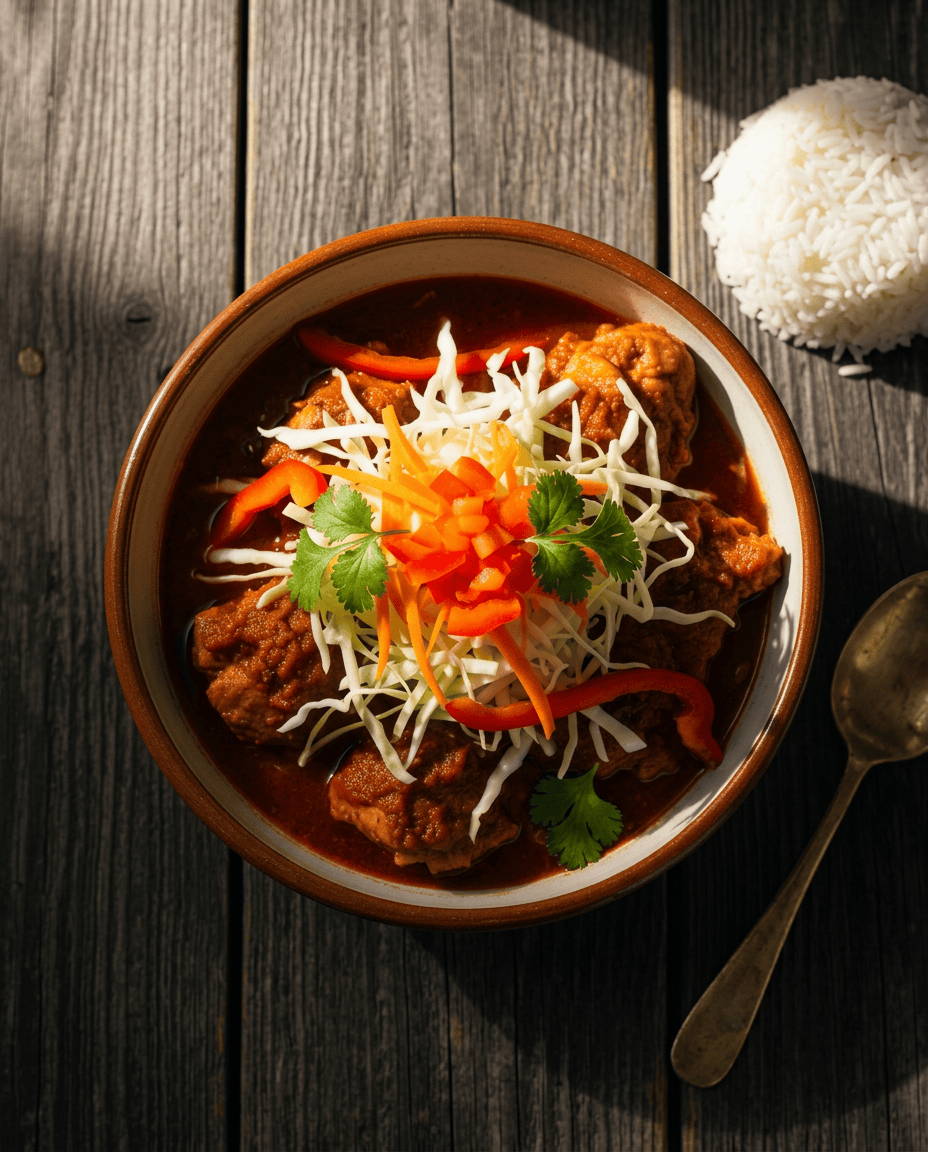 Belizean Chicken Stew: Flavorful, Easy & Hearty | by Tyla Belizean stew chicken in a bowl with rice and cabbage