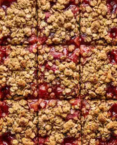 Rhubarb Bars With Buttery Oat Crumble Topping