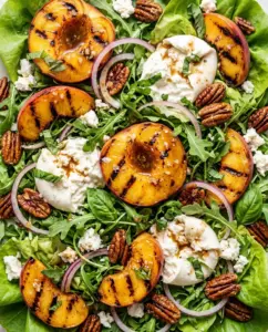 Grilled Peach Salad With Burrata and Arugula